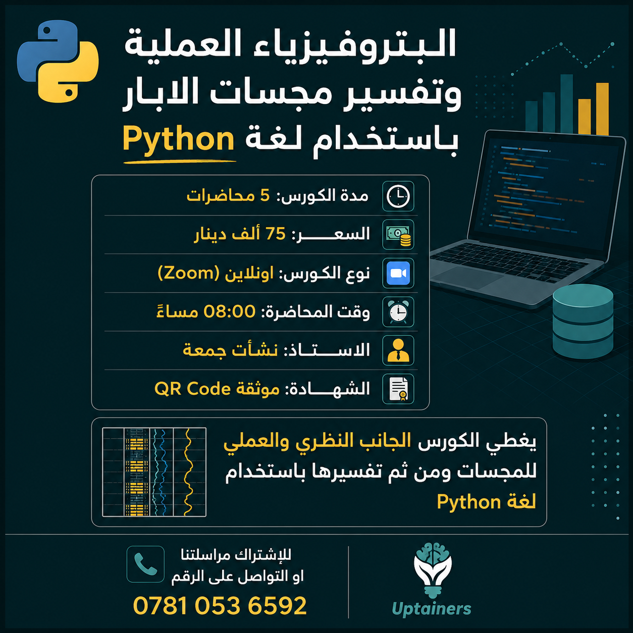 البتروفيزياء العملية و  تفسير المجسات بواسطة بايثون - Petrophysics with Python